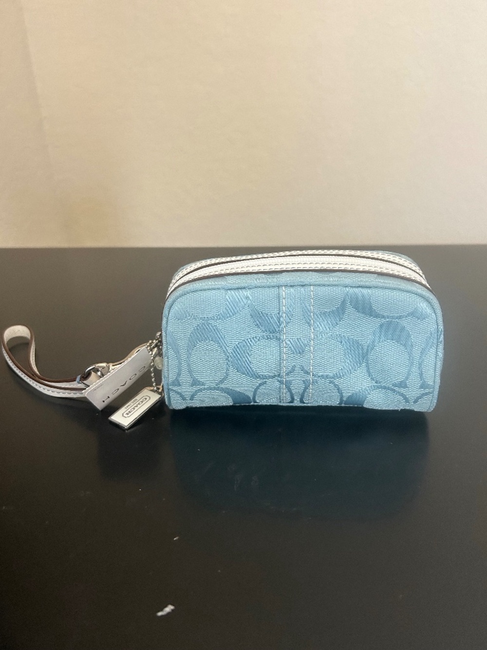 Coach Signature Jacquard Mini Cosmetic Pouch/Wristlet. NWT. Vintage